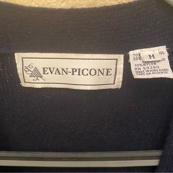 Vintage EVAN-PICONE Women Lambswool Rabbit Hair Blend Argyle Cardigan-Medium - Picture 7 of 9